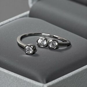 Elegant Silver Triple Cubic Zirconia Stone Ring